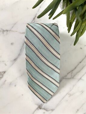 HICKEY FREEMAN - Aqua Diagonal Striped Tie